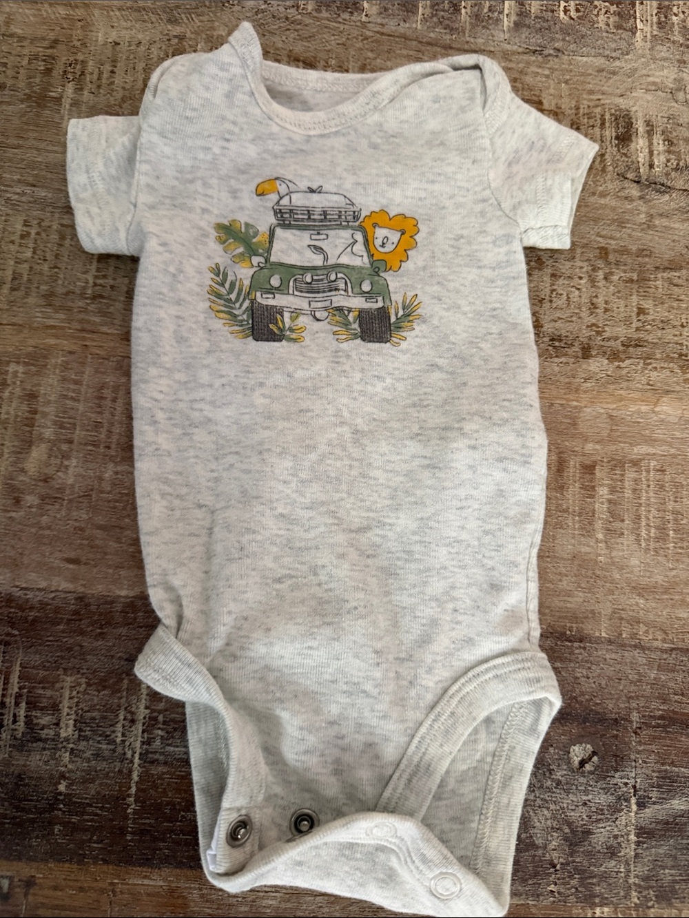 Carter's Heather Gray Bodysuit with Green Truck & Yellow Lion